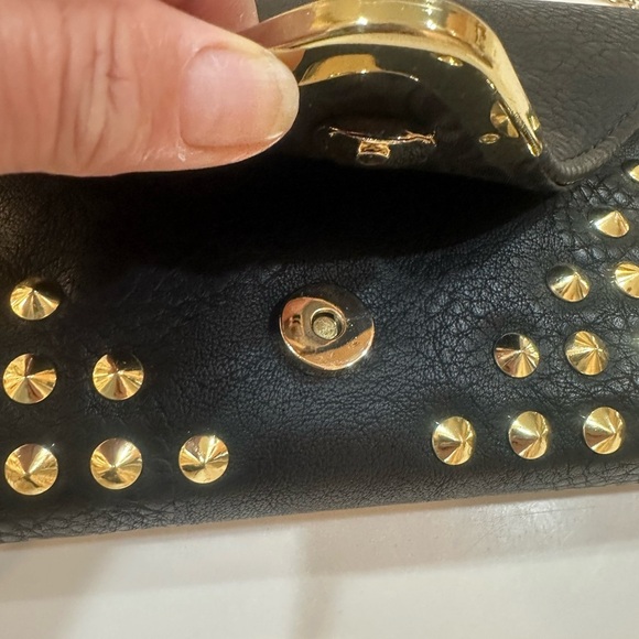 ENVELOPE Purse - Black Bag with Gold Tone Studs. Also use as Crossbody/Shoulder - Picture 9 of 11